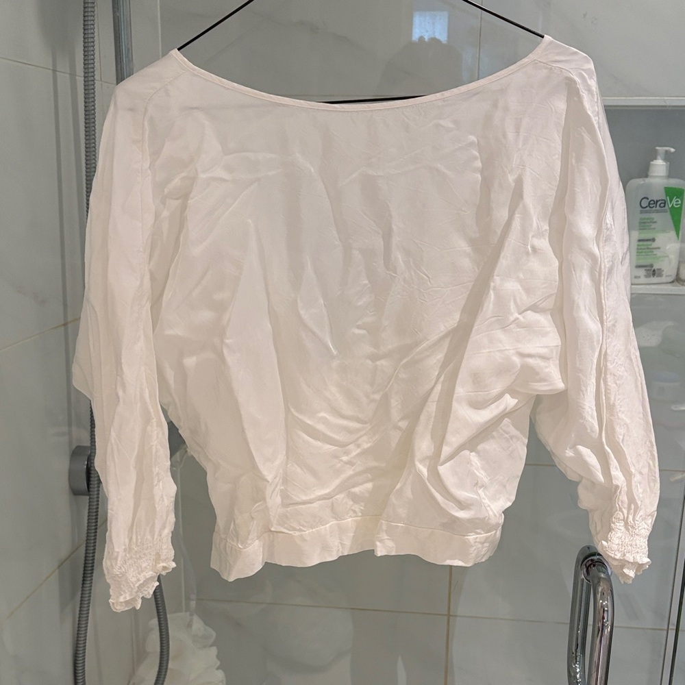 Babaton Cream Blouse with Gathered Sleeves